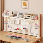 Metal Desktop Bookshelf with Pegboard, Clamp on Desk Organizer Shelf, Multi-Tier Desktop Hutch for Dorm Room, Countertop Storage Display Rack, Desktop Bookcase for Study Offices - Image 2