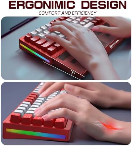 Acrylic Gaming Keyboard Wrist Rest Pad,CNC Process Clear Wrist Rest for Computer Keyboard,Office,PC Gaming,Laptop,Mac,Comfortable,Lightweight,Ergonomic-2 in 1 Red - Image 4