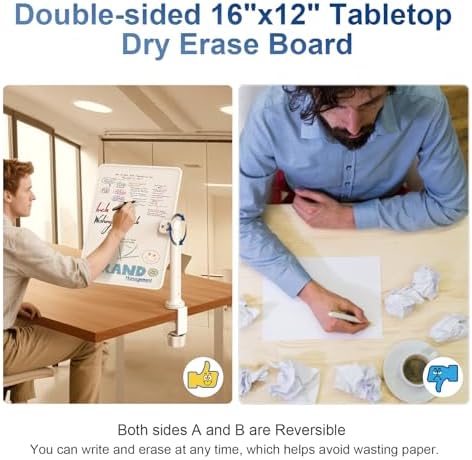 2-Pack 16x12 Clamp-On Whiteboards, Double Sided Magnetic Dry Erase Boards - Image 5