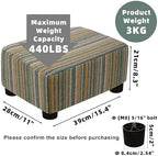CAROLMADE Small Foot Stool Ottoman Footstool with Legs Under Desk Footrest for Living Room Bedroom and Office,Linen-Stripe Green - Image 3