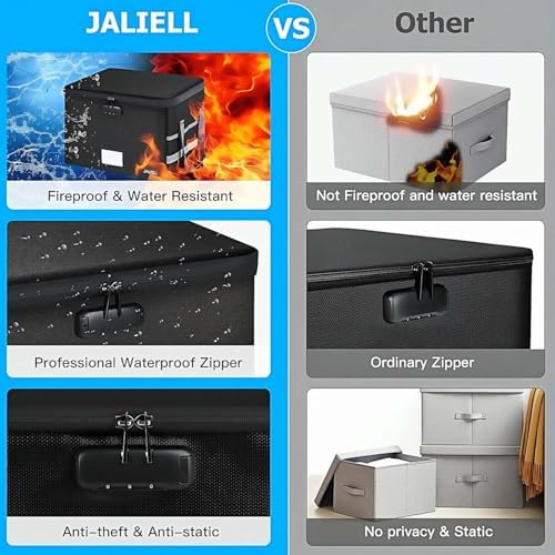 Fireproof File Box with Lock, Document Storage Organizer with Lid, Handle - Image 5
