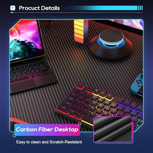 BestOffice | 39" Gaming Table | Black & Red | Z-Shaped Computer Desk - Image 6