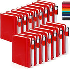 feela 15 Pack Pocket Small Notebooks Bulk, Mini Cute Notepads Hardcover College Ruled Lined Journals with Pen Holder for School Business Memos, with 15 Black Pens, 3.5”x 5.5”, A6, Red by feela
