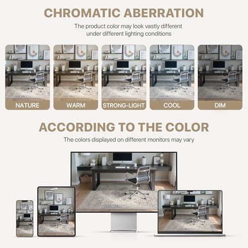 36"x60" Office Chair Mat for Hardwood Floor, Non-Slip Washable Khaki Blue - Image 6