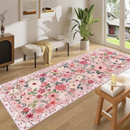 DUKINO 3x8 Kitchen Runner Rug, Washable Rug for Hallway Non Slip, Pink - Image 3
