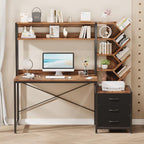 YOMILUVE 52" Computer Desk with Bookshelf, 3 Drawers ＆ Hutch for Bedroom by YomiluveDesign