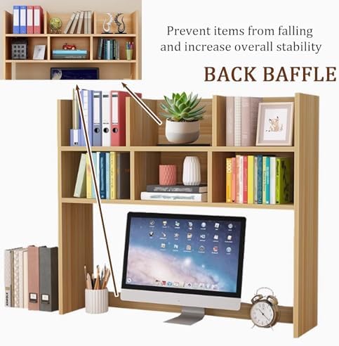 Dorm Desk Hutch, Wooden Desktop Shelf Organizer with 6 Cubbies for Computer Desk, Office, Dorm, Bedroom, White 27.5in 31in Length - Image 5