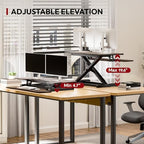 SANODESK 36" Standing Desk Converter, Smooth Mechanical Spring Effortless Lift Sit-Stand Riser for Dual Monitors, Heavy Duty Workstation with Keyboard Tray, Walnut - Image 4