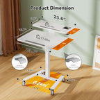 24" Mobile Standing Desk, Tiltable Top with 2-Tier Shelves, White - Image 3