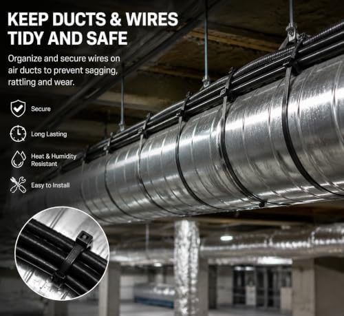 36 Inch Heavy Duty White Zip Ties 50 Pack, Industrial Nylon Cable Ties Extra Long Self-Locking Wire Ties for Automotive, Home, Garden & Electrical Use + 10 Bonus 8 Inch Black Releasable Zip Ties - Image 7