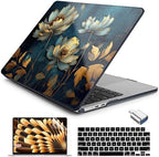 Batianda LumiArt Case for MacBook Air 13.6" M2-M5 Chip, Blue Gold Lotus by Batianda