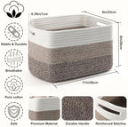 4 Pack Storage Baskets for Organizing, 12''Lx9''Wx8''H Woven Baskets for Storage Toys, Towels, Books, and Clothes, Cotton Rope Basket for Shelves with Handle - Image 2