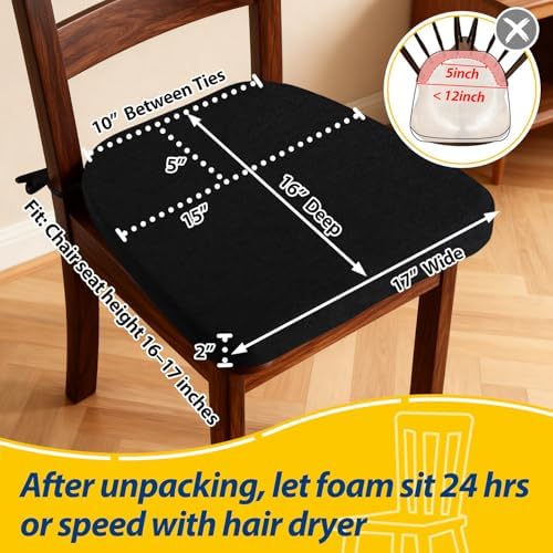 AAAAAcessories Chair Cushions for Dining Chairs, 17 x 16 x 2 in, Set of 8 - Image 2