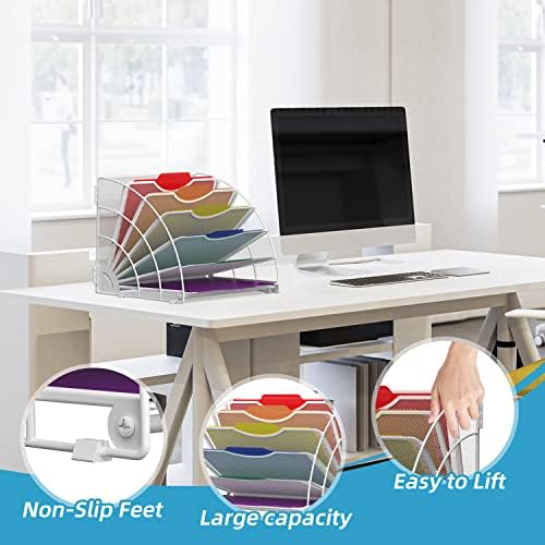 SUPEASY Fan Shaped Desk File Organizer, Paper File Holder for Desk, White - Image 3