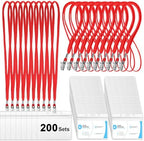 Marspark 4"x3" Name Badge Holder with Lanyard Bulk, Red, 200 Sets by Marspark