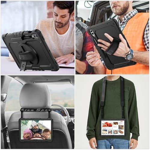 SEYMAC stock Case for Samsung Galaxy Tab S10+ Plus/ S9 FE+ Plus/ S9+ Plus 5G Tablet Case 12.4'' Protective with Screen Protector, Pen Holder, 360 Rotate Stand, Hand Strap, Shoulder Strap, Black1 - Image 5
