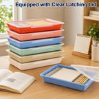 gisgfim 12 Pack Flat Storage Paper Tray with Clear Latching Lids, Morandi - Image 6