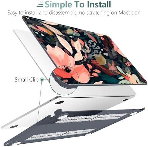DONGKE for MacBook Air 13 Inch Case M5 2026 M4 2025 M3 M2 2024-2022 A3449 A3240 A3113 A2681, Plastic Hard Shell & Keyboard Cover & Screen Film for MacBook Air 13.6 Inch Case - Painted Florals - Image 6