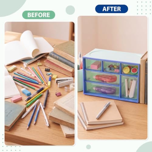Briwooody 4 Pcs Mini Desktop Drawer Storage Box 3 4 6 9 Compartment, Green - Image 2