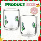 SiliFine 2 Pcs Green Christmas Tree Icon Juice Glasses - Image 3