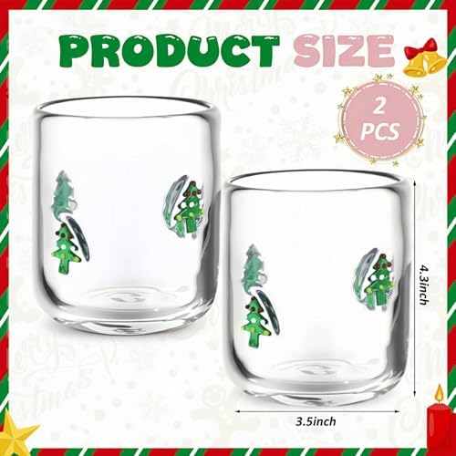 SiliFine 2 Pcs Green Christmas Tree Icon Juice Glasses - Image 3