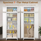 Polup 90" Pantry Cabinet, Tall Metal Storage Cabinet with Doors and Shelves - Image 5