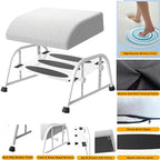 10-Level Adjustable Under Desk Footrest, XL White Metal Frame - Image 5