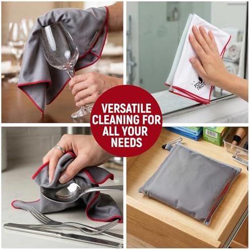 Fox Trot Wine Glass Polishing Cloths, 8 Pack, Storage Pouch Included - Image 3