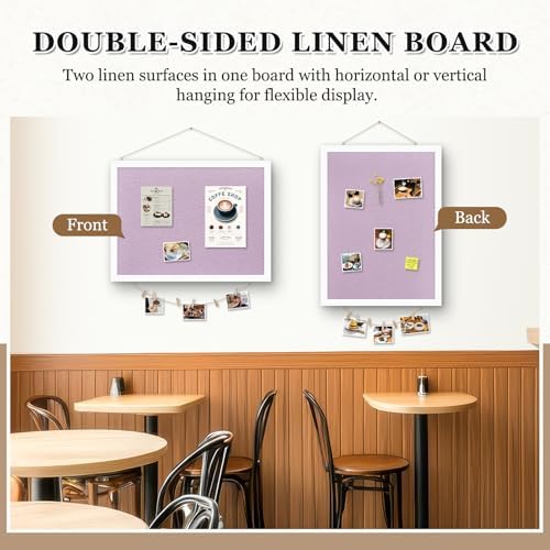 DOLLAR BOSS Double-Sided Bulletin Boards with Linen, 24"x18" Cork Board, Purple - Image 5