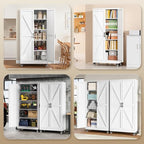 75"White Metal Pantry Cabinets for Kitchen Storage Garage Storage Cabinet - Image 5