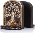 Tree of Life Bookends, Black Gold 2 Non-Skid Heavy Decorative Bookends for Shelves Or Bookcase, Elegant Bookends for Library Office Decor, Home Décor Gift by LINYTHER