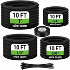 Cable Sleeve Split-Sleeving 1/4", 3/8", 1/2", 1" x 10 FT Cord Management Wire Protector, Wire Cover Heat Resistant Wiring Loom Wire Organizer, Heavy Duty Auto Wrap Cord Protectors from Pets No Chew by uuvzvcek