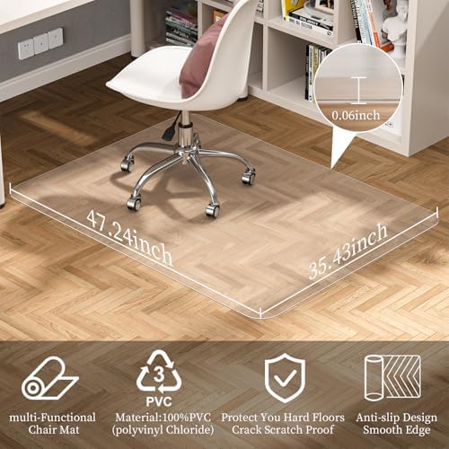 Tonaus Office Chair Mat for Hardwood Floor 48"×36" Desk Chair Mat, Clear - Image 2