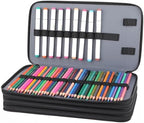 Vomgomfom PU Leather Pencil Case, Holds 100 Markers/300 Pens,Black Flower - Image 4