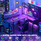 Aheaplus Small L Shaped Desk Gaming Desk with LED Lights & Power Outlets - Image 3