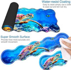 Desk Mat, Mouse Pad with Wrist Rest, 4-in-1 Large Mouse Pads for Desk, Ergonomic Mouse Pad and Keyboard Wrist Rest Gaming Keyboard Mat for Office,Colorful Sea Turtle in Ocean - Image 3