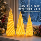 Lighted Ceramic Christmas Trees Set of 3 White Tabletop Christmas Decor - Image 3