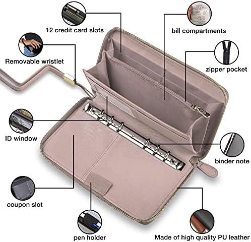 Three Way Cut Cash Envelope Wallet Rose Gold All in One Budget System RFID Blocking with 12x Tabbed Envelopes 12x Monthly Budget Cards 1x Yearly Budget Planner Sheet Complete Money Organizer Set - Image 3