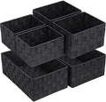 Posprica Woven Storage Baskets for Organizing 6 Pack, Large&Small Storage Cube Bins Set for Bathroom, Storage Boxes Container for Drawer, Closet, Shelf, Dresser, Black by Posprica