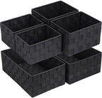 Posprica Woven Storage Baskets for Organizing 6 Pack, Large&Small Storage Cube Bins Set for Bathroom, Storage Boxes Container for Drawer, Closet, Shelf, Dresser, Black by Posprica