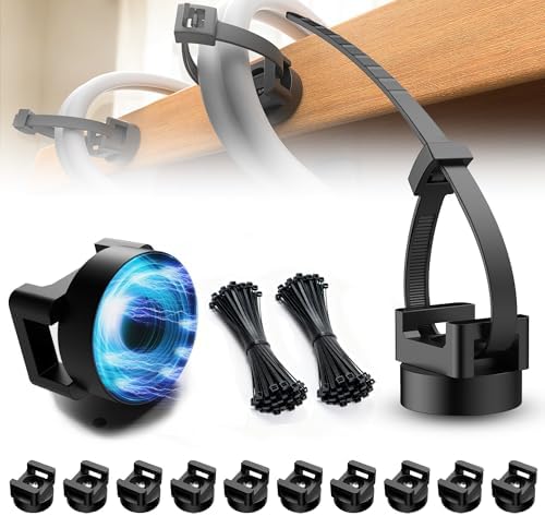 110 Pcs Magnetic Zip Tie Mount Base 26lbs Strong Magnetic Zip Tie Holder Multipurpose Magnet Cable Tie Clips Holder Wire Management Clips for Home Office Marine Electrical Wiring Organization Black by Laowu