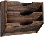 RattanView 3 Wall Wood File Organizer, Rustic Wood Holder by RattanView