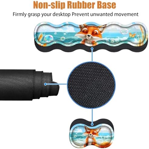 4 in 1 Ergonomic Keyboard Wrist Rest & Mouse Pad Wrist Rest Set, Large XXL Gaming Desk Mat 31.5"x 11.8" with Non-Slip Base, Memory Foam for Home Office Study Gaming, Fox - Image 4