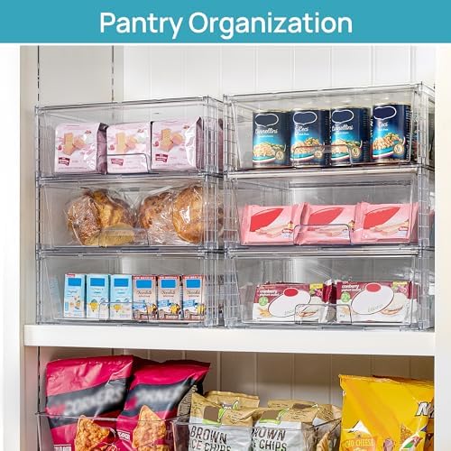 Vtopmart 6 Pack Large Clear Stackable Storage Drawers for Closet, Pantry - Image 5