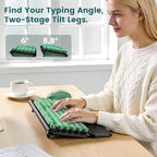 Wireless Keyboard Mouse, Magnetic Wrist Rest, Round Keycaps, Green & Black - Image 5