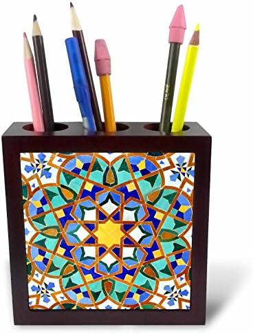 3dRose ph_73580_1 Morocco, Hassan II Mosque Mosaic, Islamic Tile detail-AF29 KWI0018-Kymri Wilt-Tile Pen Holder, 5" by 3dRose