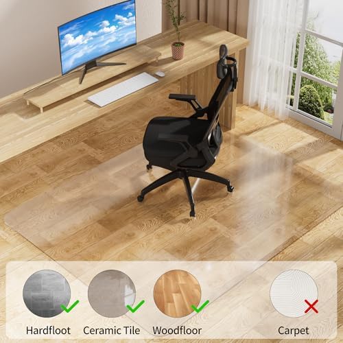 Clear Office Chair Mat for Hard Floors, Plastic Floor Protector for Chairs - Image 4