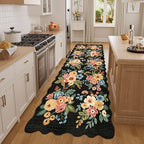 DUKINO 3x8 Kitchen Runner Rug, Soft Floral Washable Rug for Hallway, Black - Image 5
