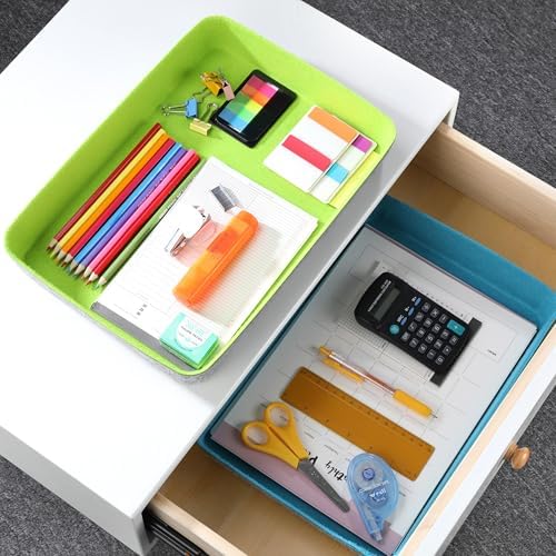 Welaxy 2pc Office desk drawer organizer Paper File Tray Green Turquoise - Image 2