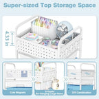 5 Drawer Rolling Storage Cart with Pegboard Top and Hooks, Ice Cream - Image 4